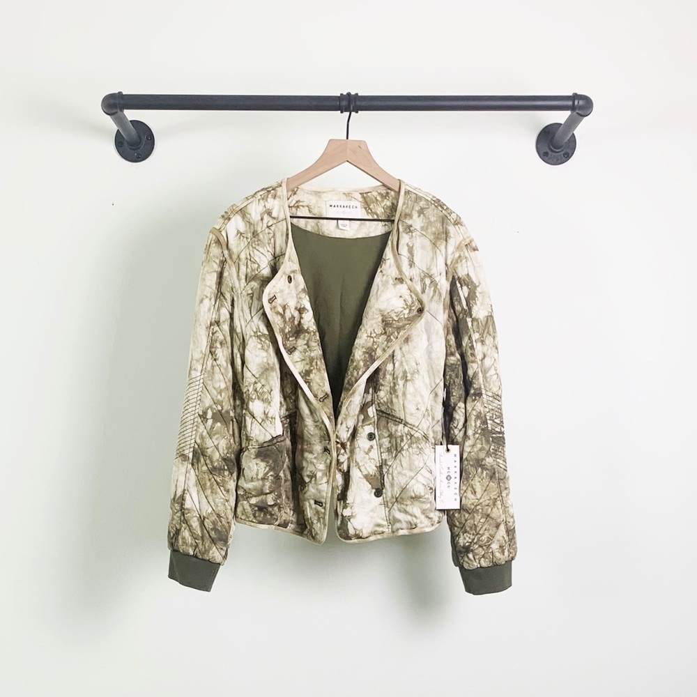 NWT Anthro Marrakech Tie Dye Quilted Moto Jacket - Picture 2 of 6